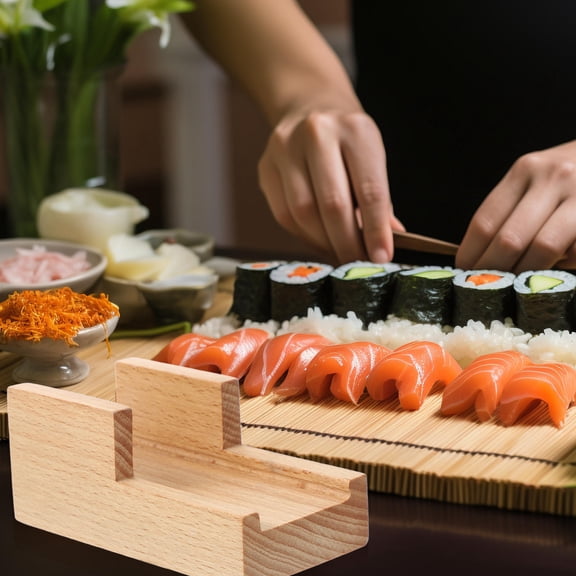 ULTNICE Sushi Display Rack Sushi Rack Khaki Wood 1Pcs For Restaurants