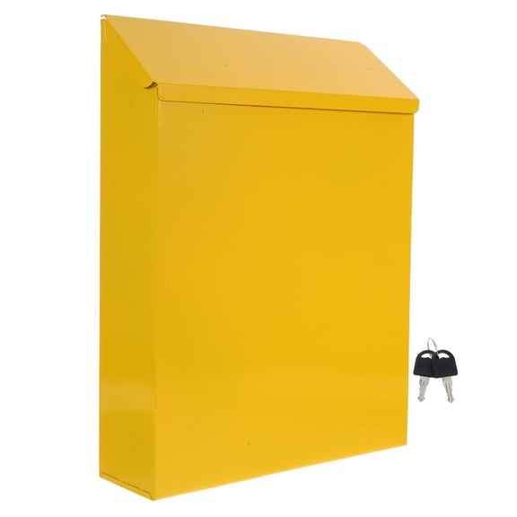 yuehuaidai Tin Mailbox Mailbox for Letters Practical Mailbox Postbox Suggestion Case Lock Box Storage Box Yellow 30.00X23.00X6.00CM