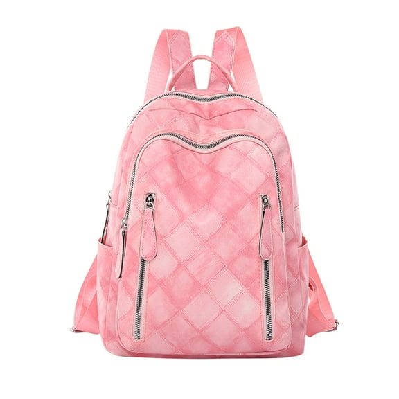yuequn Clearance Backpack for Women,Ladies Fashion Colorful Diamond Panel Soft Leather Zipper Retro Casual Backpack