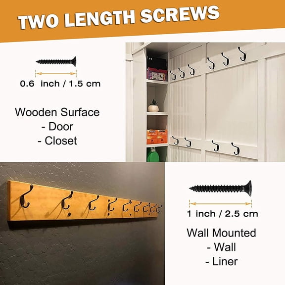 yuequn Clearance Wall Hooks,Wall Heavy Duty 10 Hooks Mounted Screws Coat With 20 Pack Tools & Home Improvement