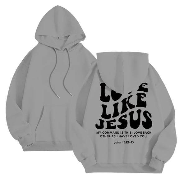 yuitbkgsd LOVE LIKE JESUS Hoodies for Men Oversized Faith Fall Pullover Sweatshirts Graphic Letter Print Winter Hooded Sweater Shirts