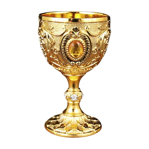 yujian Kitchen Supplies Exquisite Gold-Plated Ornate Chalice with Intricate Details for Ceremonial and Decorative Use 7 Inch Height