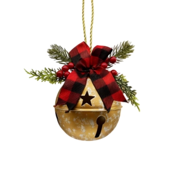 yujiao Christmas Decorations Giant Metal Christmas Bell Hanging Ornament 14.6"(Gold)