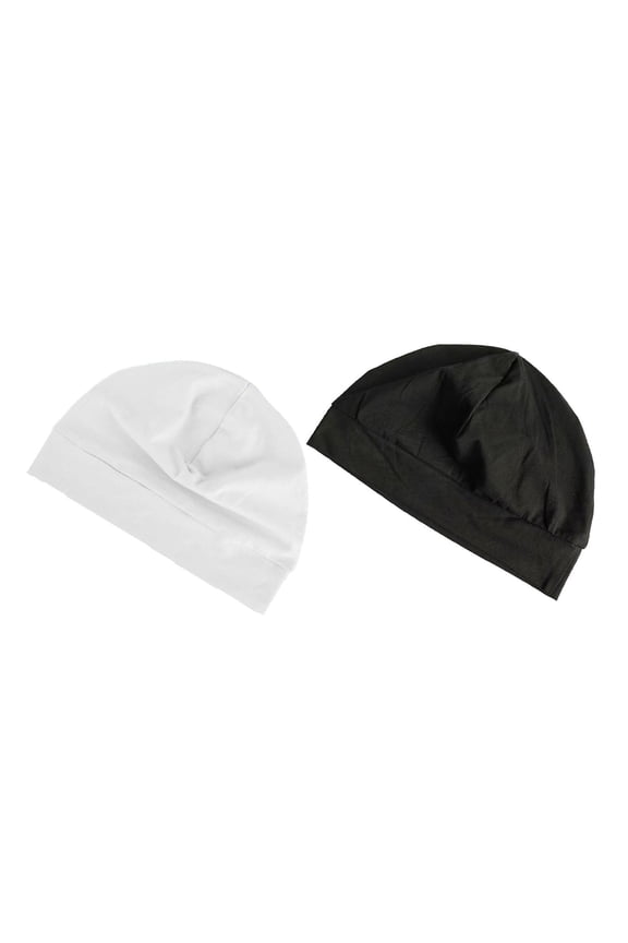 2x Sleeping Hat Casual Lightweight Soft Headwear for Elderly Travel Sleeping White and black