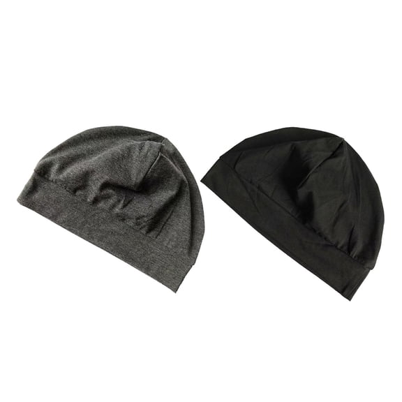 yuksok 2x Sleeping Hat Casual Lightweight Soft Headwear for Elderly Travel Sleeping black and gray