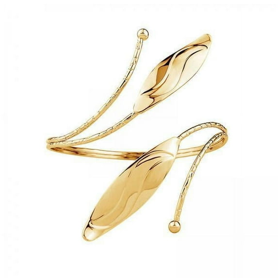 yuksok 2xMinimalist Upper Arm Cuff Armband Wrap Adjustable Armlet Metal Women Jewelry Gold