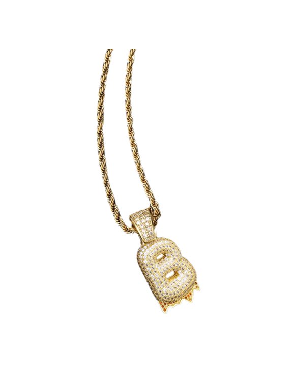 Bubble Letter Necklace Alphabet Valentine's Day Trendy Hip Hop Necklace B