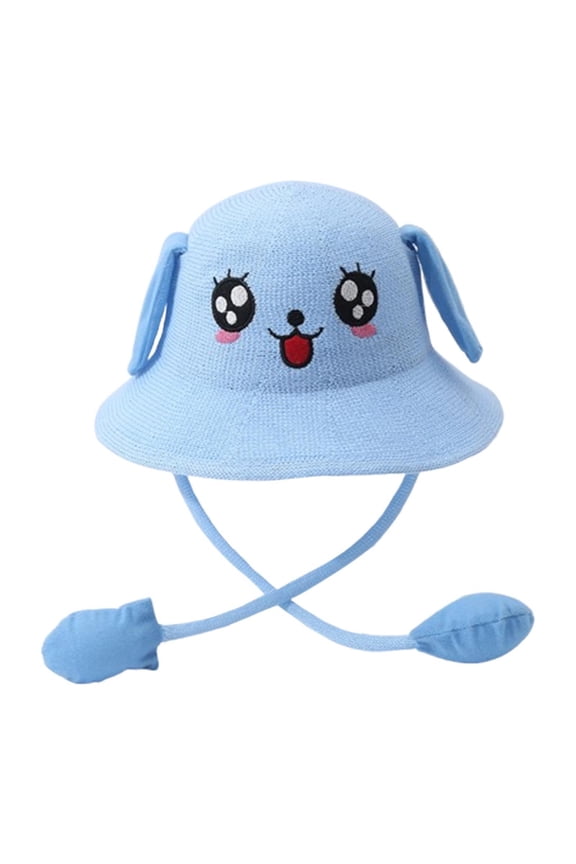 Bunny Straw Hat Cap Fashionable Cute Protection for Trips Dress up Commuting Blue