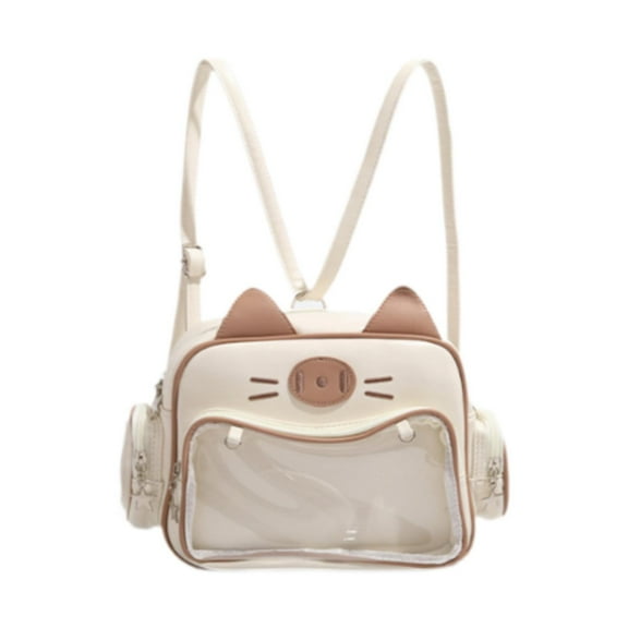 yuksok Cat Ita Bag Clear Window Crossbody Purse for Anime Display Pin Display Party Khaki