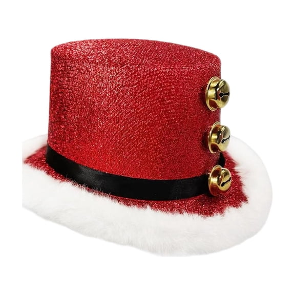 yuksok Christmas Top Hat Decor Headgear for Festive Fancy Dress Stage Performance Party red