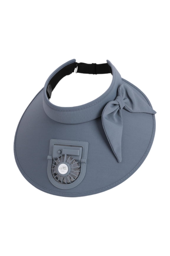 Cooling Fan Hat Wide Brim Sun Protection for Outdoor Activities Women Picnic Dark Gray