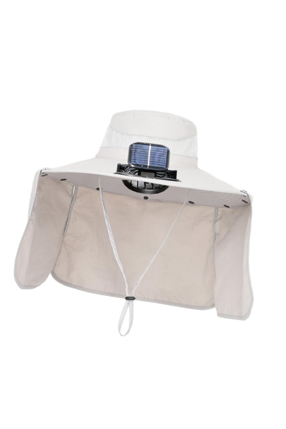 Cooling Fan Hats with Solar Fan Fisherman Hat for Beach Sports Men and Women Gray