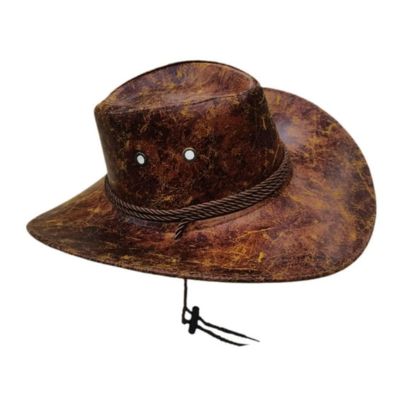 yuksok Cowboy Hat Men Trendy Jazz Hat for Camping Shopping Fishing Costume Props Travel Brown