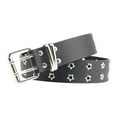 thumbnail image 1 of yuksok Double Grommet Belt Double Prong Buckle Womens Waist Belt for Club Party Men Black, 1 of 9