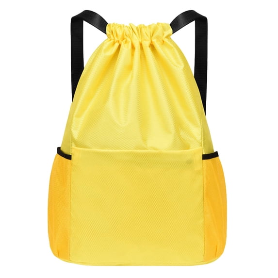 yuksok Drawstring Backpack Lightweight Storage Women Men Casual Daypack for Work Hiking Yellow