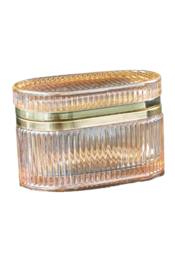 Embossed Glass Jewelry Box Cosmetic Jewelry Casket for Bangles Charms Crafts Amber