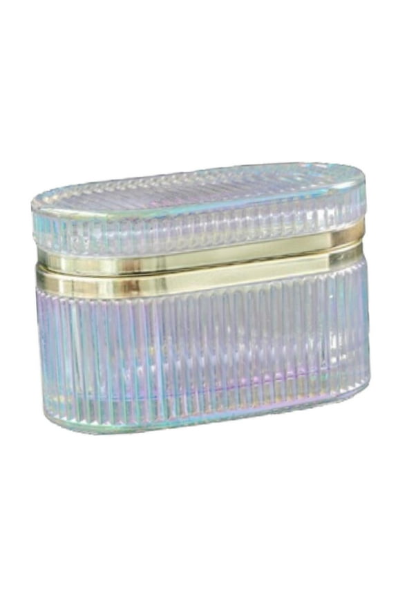 Embossed Glass Jewelry Box Cosmetic Jewelry Casket for Bangles Charms Crafts Violet