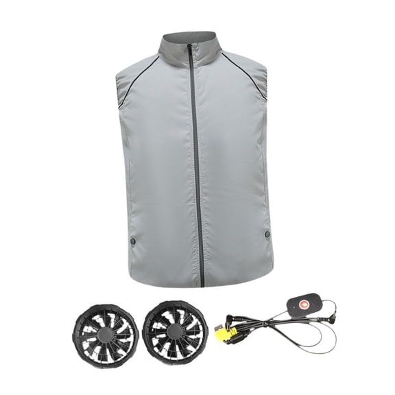 yuksok Fan Cooling Vest Breathable Work Jacket Fan Vest for Running Fishing Camping L