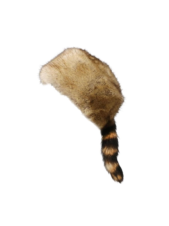 Faux Raccoon Tail Hat Soft Adorable Winter Hat for Bike Climbing Skating brown