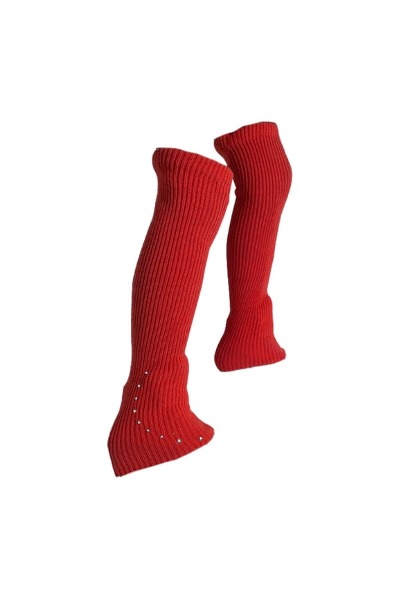 Figure Skating Leg Warmers High Footless Socks Soft Lightweight Fashion Decor Knitted Long Leg Warmers for Adults Winter Yoga Red