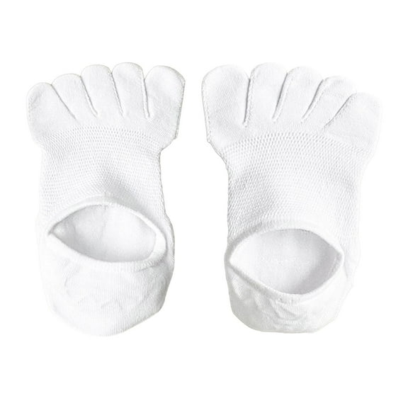 yuksok Five Finger Socks Anti Slip Cotton Ankle Toe Socks for Running Casual Sports White