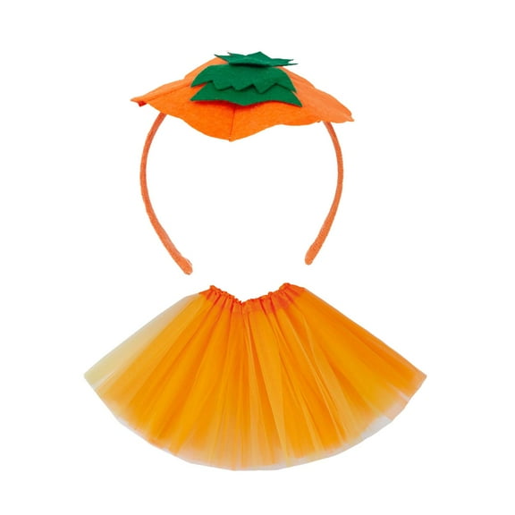 yuksok Halloween Pumpkin Headband with Skirt Cute for Cosplay Role Playing Carnival Style A