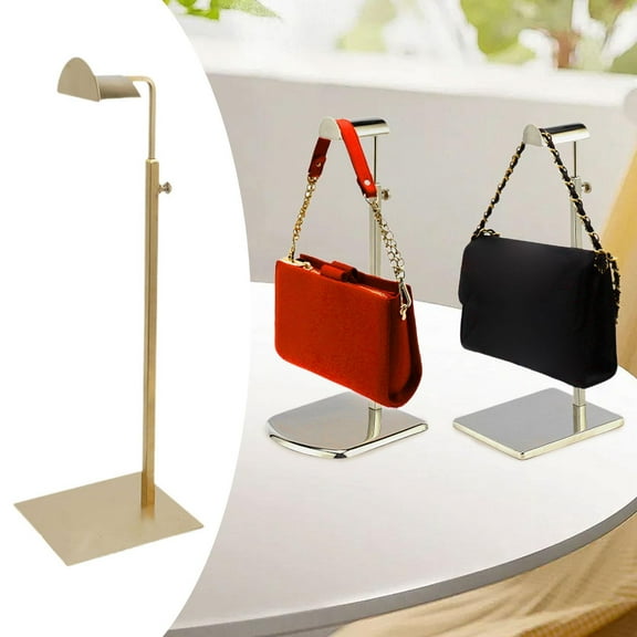 yuksok Handbag Holder Adjustable Height Tabletop Handbag Rack for Shop Store Retail Long Gold