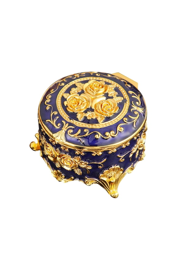 Jewelry Case Fashion Womens Small Jewelry Box for Earrings Stud Charms Rings Navy
