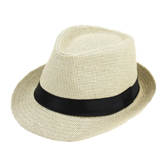 yuksok Kids Straw Hat Casual Fashion Sunscreen Hat for Backpacking Street Festivals Beige
