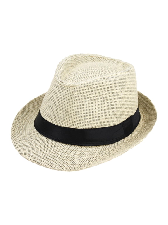 Kids Straw Hat Casual Fashion Sunscreen Hat for Backpacking Street Festivals Beige
