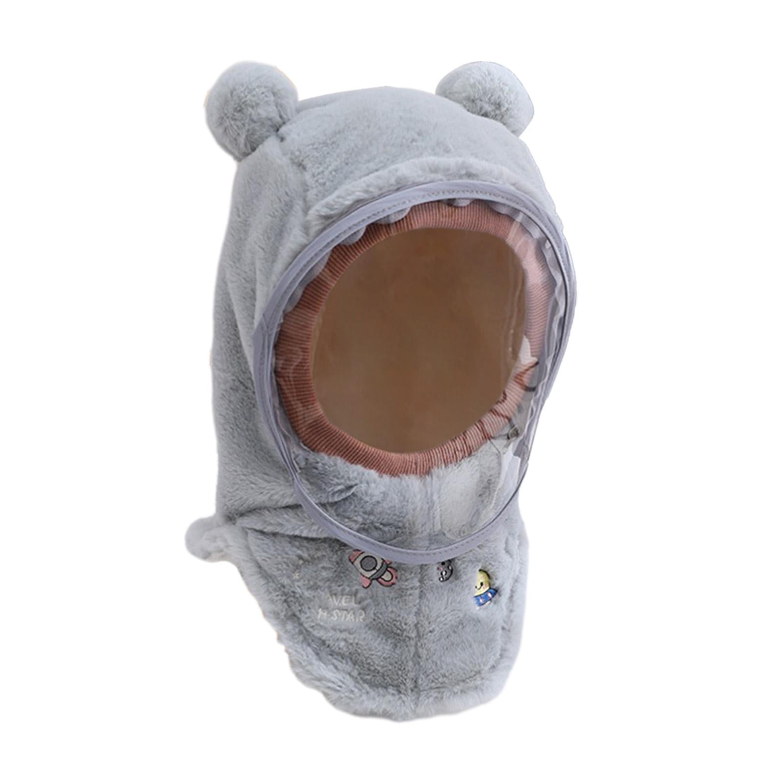 Kids Winter Hat Scarf Mask Set - Cute Bear Knit Warm Plush