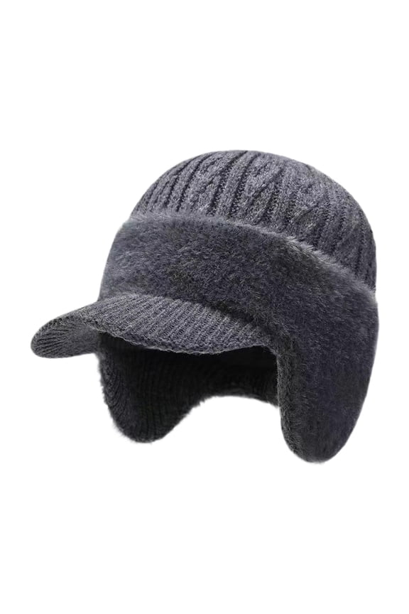 Men's Winter Hat with Ear Flaps Warm Baseball Cap for Sports Cycling Camping Gray