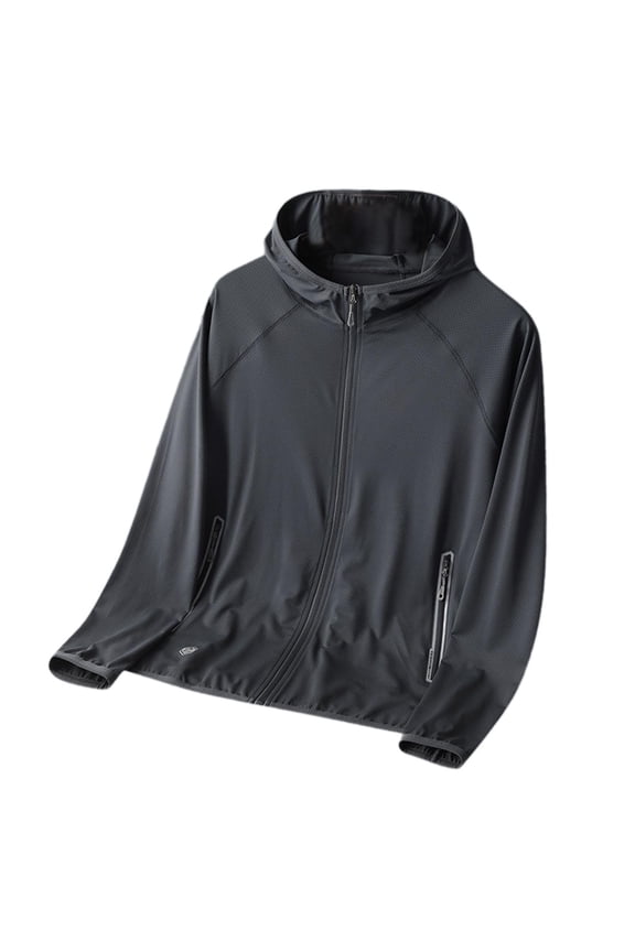 Mens Sun Protection Jacket Full Zip Hoodie Jacket for Workout Riding Cycling