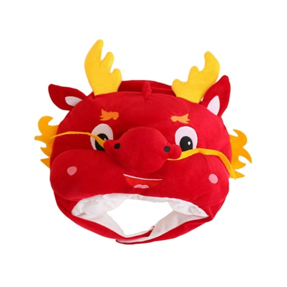 yuksok Plush Dragon Hat Boys Girls Cartoon Animal Hat for Halloween Holiday Festive Red