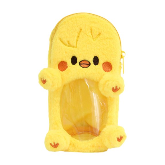 yuksok Plush Photocard Holder Soft Cartoon Lovely Animal Shaped Protective Cover Yellow Chicken