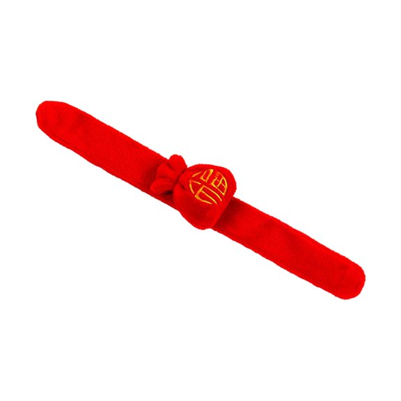 yuksok Plush Slap Bracelet Chinese New Year Blessing Red 25cm for Adults Girls B