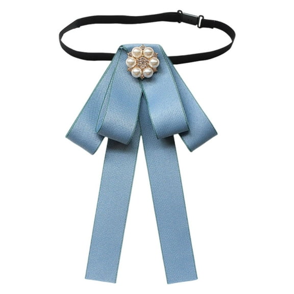 yuksok Pre Tied Bowtie for Ladies Girls Dress Accessory Solid Color Lightweight for Shirts, suits Multipurpose 7.4x4.3inch Graceful Light Blue