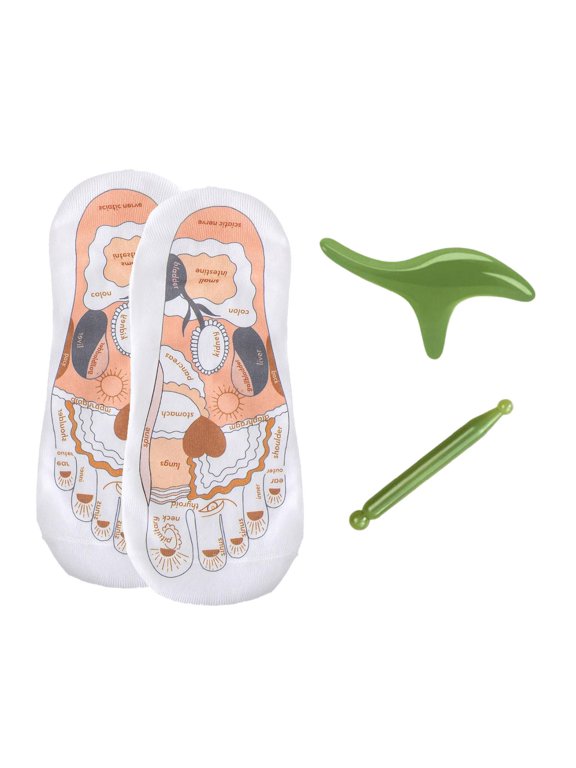 Reflexology Socks with Point Pen Comfortable with Zones Marked Massage Socks S Green S