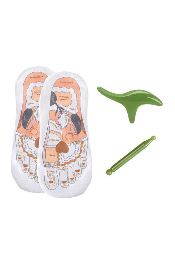 Reflexology Socks with Point Pen Comfortable with Zones Marked Massage Socks S Green S