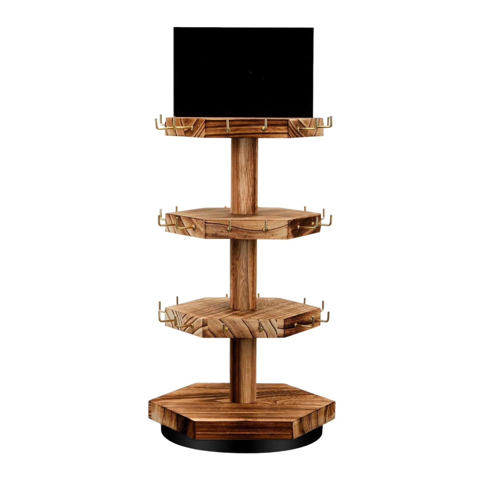 yuksok Rotating Jewelry Organizer Wooden Jewelry Hanger for Rings Earrings Tabletop