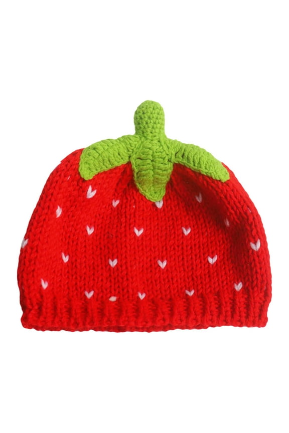 Strawberry Hat Comfortable Adult Headgear Handmade Casual Knitted Beanie Cap