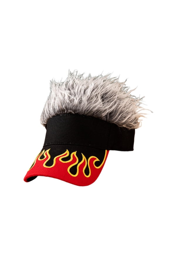 Sun Visor Cap with Fake Hair Breathable Novelty Party Flair Wig Baseball Hat