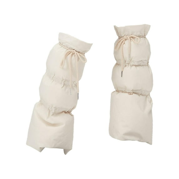 yuksok Winter Padded Puffer Leg Warmers for Women for Hiking Outdoor Workers Sports Beige White