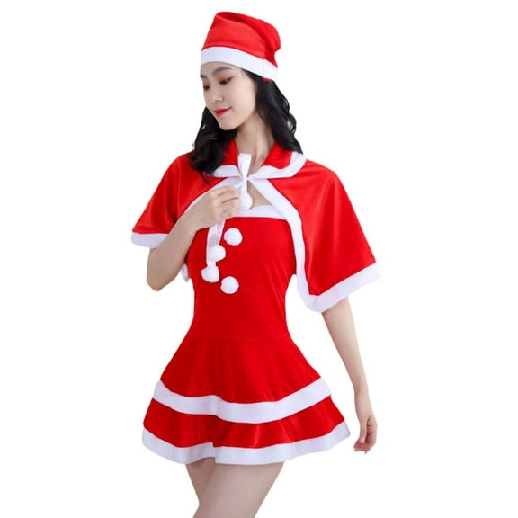 yuksok Women Christmas Dress Fancy Dress Xmas Outfit for Role Play Holiday New Year M