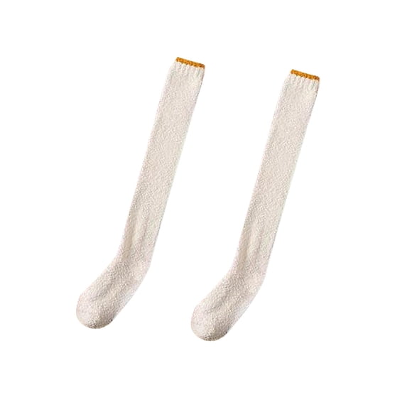 yuksok Women Knee High Socks over Knee Girls Long Stocking for Dorm Home Study Room White