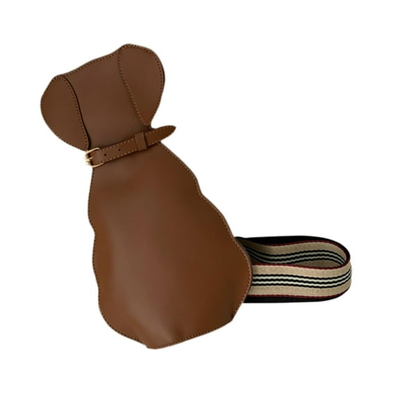 yuksok Women Shoulder Bag Adjustable Strap Dog Shaped Bag for Travel Shopping Party Brown