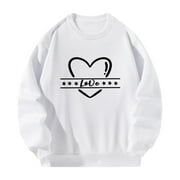 yuksok Women Sweatshirt Tops Long Sleeve Activewear Fashion Love Printed Shirt Pullover XXL