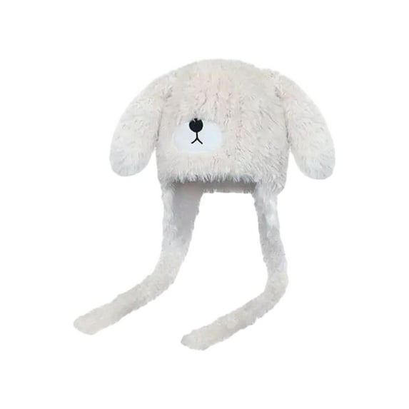 yuksok Women Winter Hat with Ear Flaps Plush Hat Windproof Furry Bear Hat with Ears White