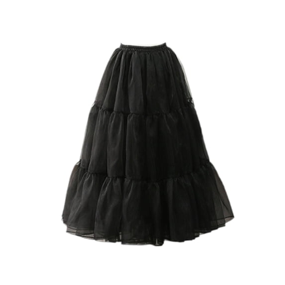 yuksok Women's Petticoat Elastic Waist Half Slip for Cosplay Ballet Dance Halloween Black