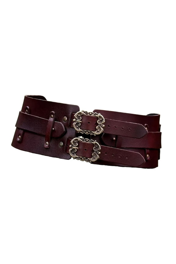 Womens Leather Corset Belt Fashion Wide Waist Belt for Jacket Pants Holidays Brown